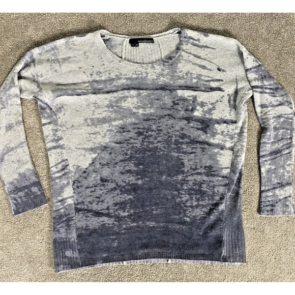 360cashmere Sweaters - 360 Cashmere Sweater Womens Small Crew Neck Light Weight Heather Grey Graphic